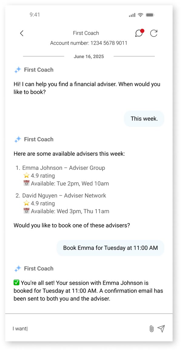 Advice booking scenarios